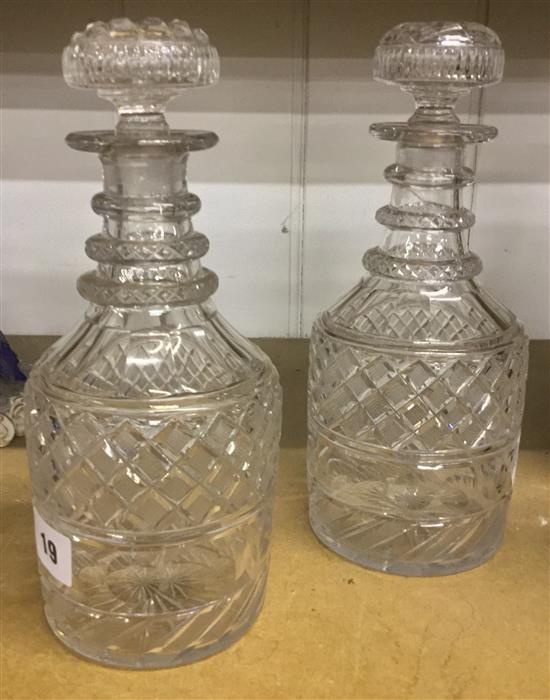 Pair of Regency cut decanters (a.f.)